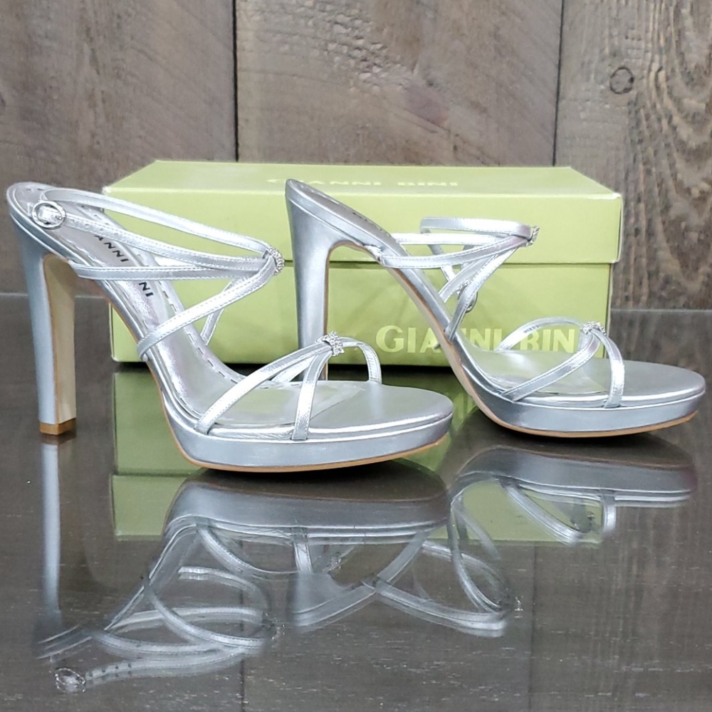 Gianni bini silver and rhinestone heels - Picture 4 of 7